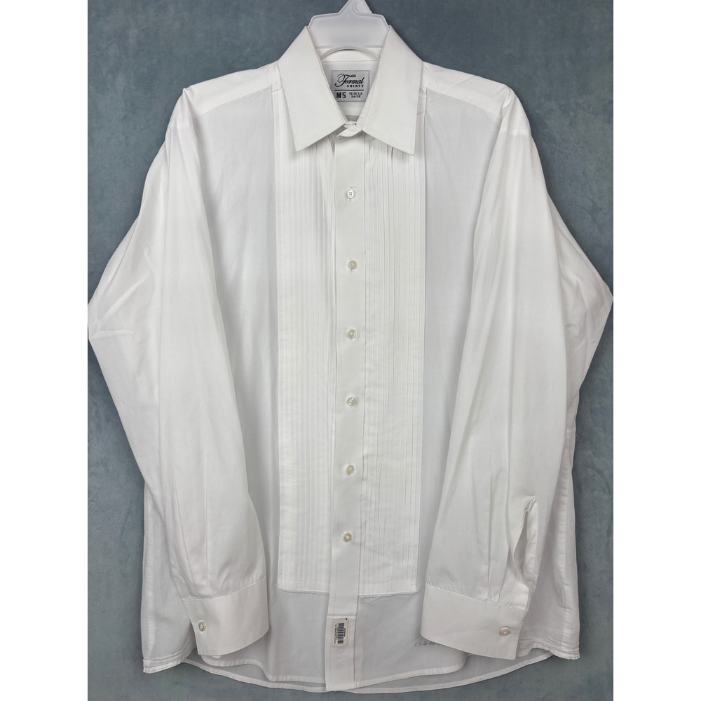 Formal Shirts M5 Mens White Pleated Bib Tuxedo Dress Shirt 15-15.5 34/35